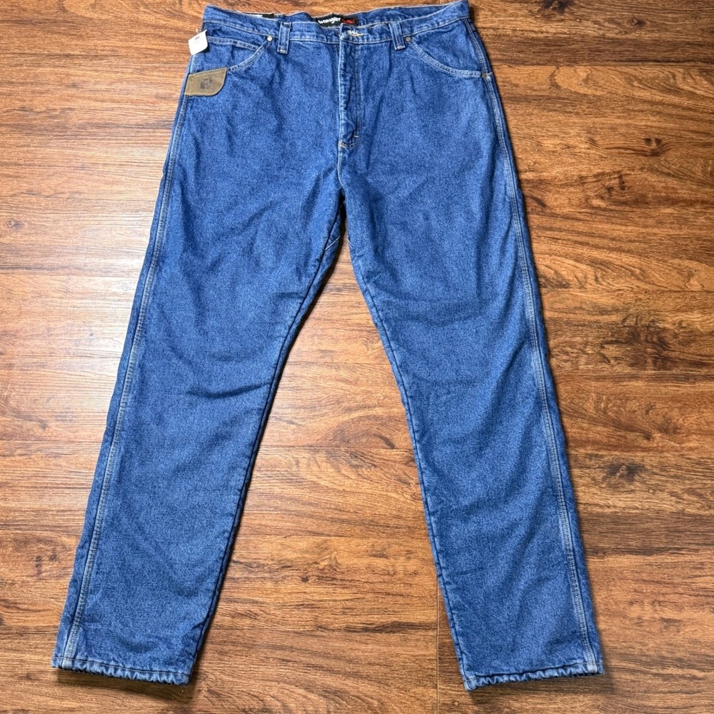 Lined Wrangler Jeans Men 40x36 Blue Rugged Wear Thinsulate Insulated Denim NWT